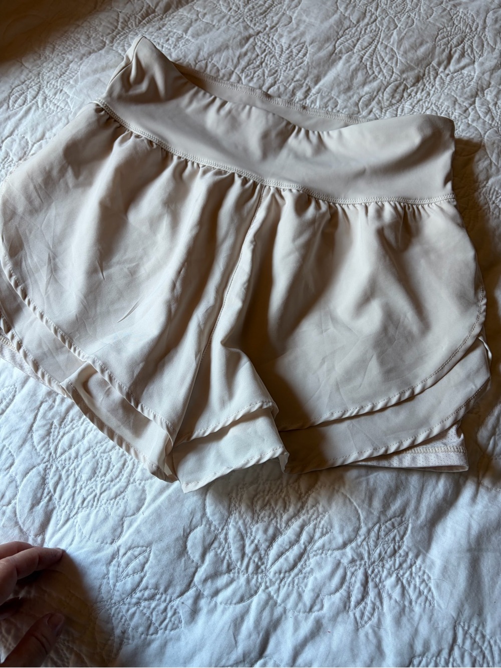 Women's Light Beige Athletic Skort-Style Shorts